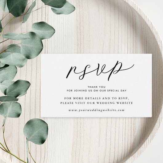 Carte D'accompagnement Site Mariage moderne Elegant noir blanc RSVP