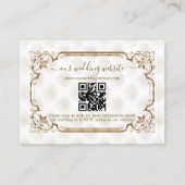 Carte D'accompagnement Site Mariage moderne QR Gold White Art Deco (Devant)