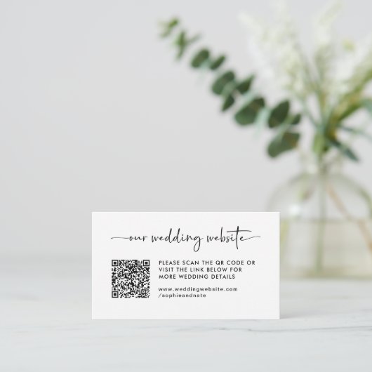 Carte D'accompagnement Site Mariage moderne simple Code QR (Debout devant)