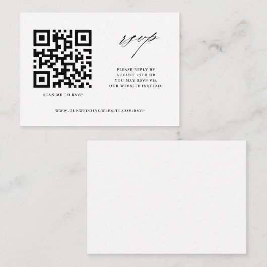 Carte D'accompagnement Site Mariage moderne simple RSVP avec code QR (Devant / Derrière)