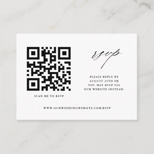 Carte D'accompagnement Site Mariage moderne simple RSVP avec code QR (Devant)