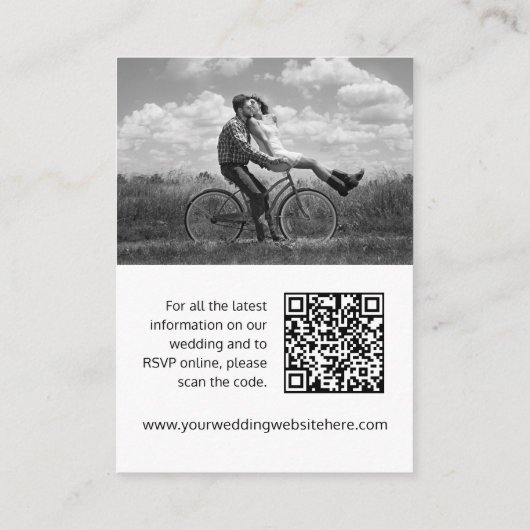 Carte D'accompagnement Site mariage noir blanc coeur code QR (Dos)
