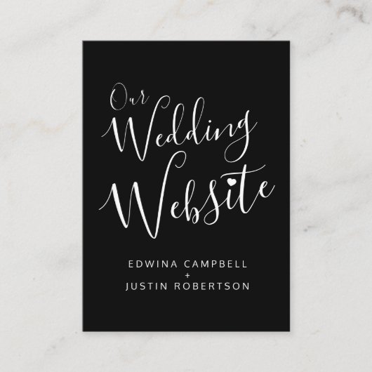 Carte D'accompagnement Site mariage noir blanc coeur code QR (Devant)