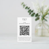 Carte D'accompagnement Site Mariage noir et blanc QR Code Photo Rsvp (Debout devant)