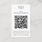 Carte D'accompagnement Site Mariage noir et blanc QR Code Photo Rsvp (Devant)