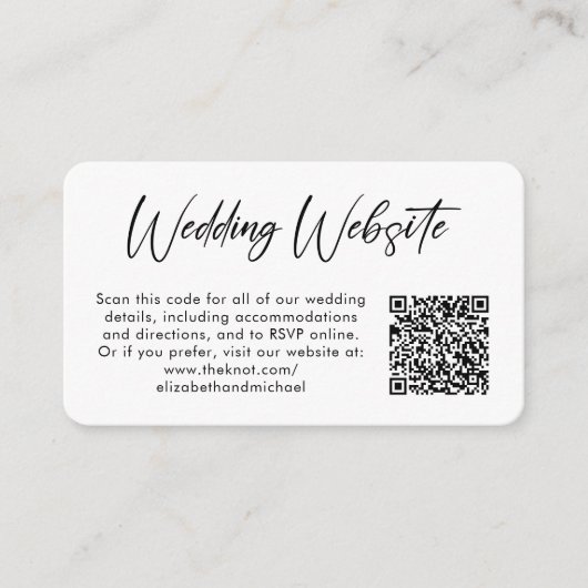 Carte D'accompagnement Site mariage Photo Code QR (Devant)