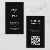 Carte D'accompagnement Site mariage | QR Code BLACK Minimaliste (Devant / Derrière)