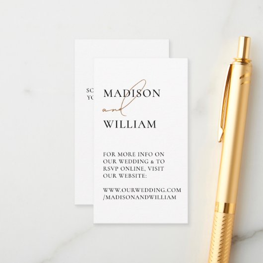 Carte D'accompagnement Site mariage QR Code Blanc Moderne (Devant/Arrière en situation)