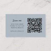 Carte D'accompagnement Site mariage | QR Code bleu moderne minimal (Dos)