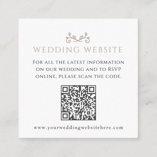Carte D'accompagnement Site mariage QR code coeur feuille monogramme (Dos)