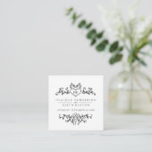 Carte D'accompagnement Site mariage QR code coeur feuille monogramme noir (Debout devant)