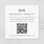 Carte D'accompagnement Site mariage QR code coeur feuille monogramme noir (Dos)