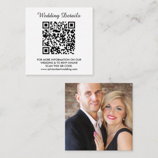 Carte D'accompagnement Site mariage | QR Code Couple photo RSVP (Devant / Derrière)