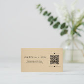 Carte D'accompagnement Site mariage QR Code - Détails du registre RSVP (Debout devant)