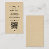 Carte D'accompagnement Site mariage QR Code - Détails du registre RSVP (Devant / Derrière)