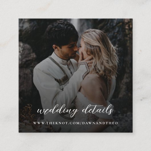 Carte D'accompagnement Site mariage | QR Code Elegant photo RSVP (Devant)