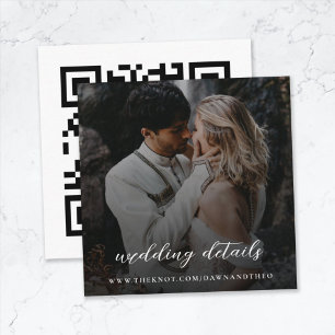 Carte D'accompagnement Site mariage QR Code Elegant photo RSVP