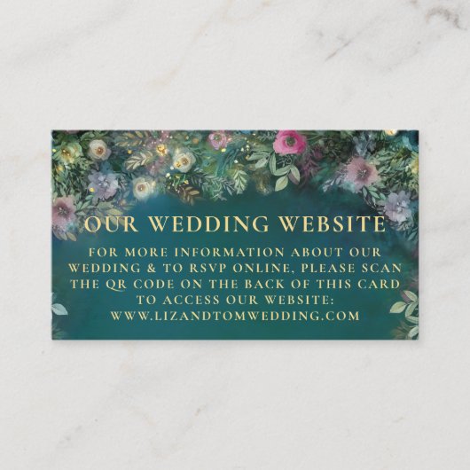 Carte D'accompagnement Site mariage QR Code Enchanted Forest Rose Arch (Devant)