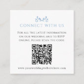 Carte D'accompagnement Site mariage QR code feuille coeur monogramme bleu (Dos)