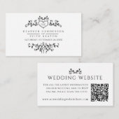 Carte D'accompagnement Site mariage QR code feuille coeur monogramme mono (Devant / Derrière)