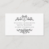 Carte D'accompagnement Site mariage QR code feuille coeur monogramme mono (Devant)