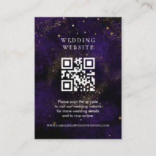 Carte D'accompagnement Site mariage Qr Code foncé violet magique or