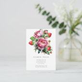 Carte D'accompagnement Site mariage QR Code Fraise et pivoines (Debout devant)