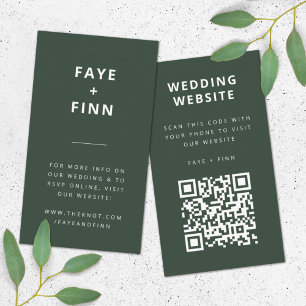 Carte D'accompagnement Site mariage QR Code Green Scandi Minimaliste