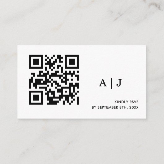 Carte D'accompagnement Site mariage | QR Code Mariage RSVP (Dos)