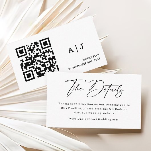 Carte D'accompagnement Site mariage | QR Code Mariage RSVP