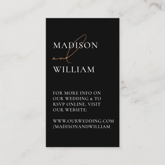 Carte D'accompagnement Site mariage QR Code noir moderne (Devant)