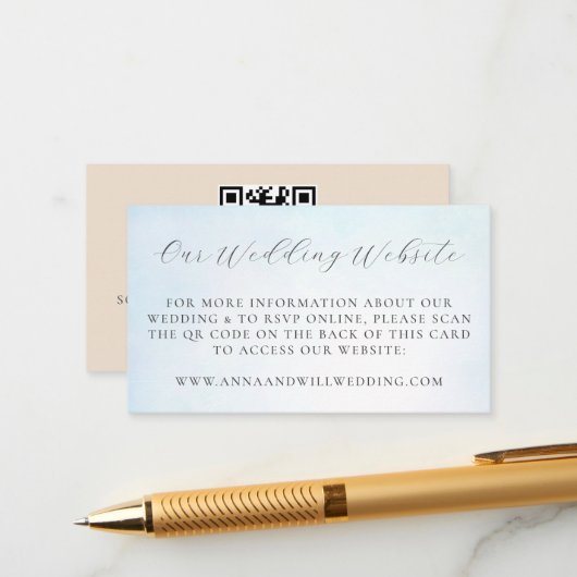 Carte D'accompagnement Site mariage QR Code Ocean Sky Blue Mariage (Devant/Arrière en situation)