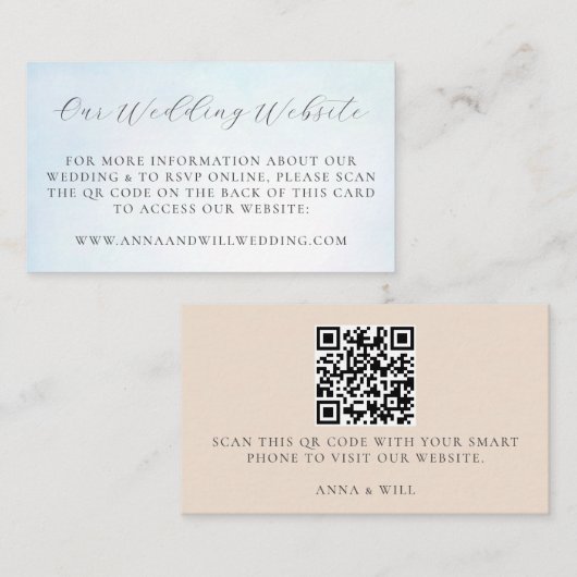 Carte D'accompagnement Site mariage QR Code Ocean Sky Blue Mariage (Devant / Derrière)