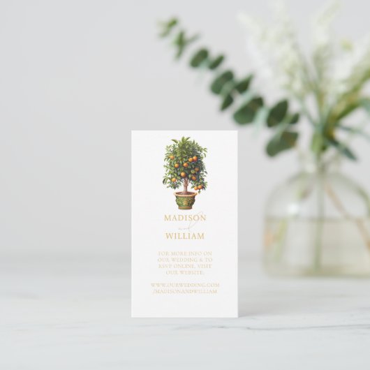 Carte D'accompagnement Site mariage QR Code Orange Citrus (Debout devant)