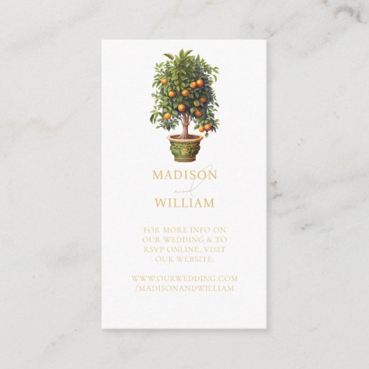 Carte D'accompagnement Site mariage QR Code Orange Citrus (Devant)