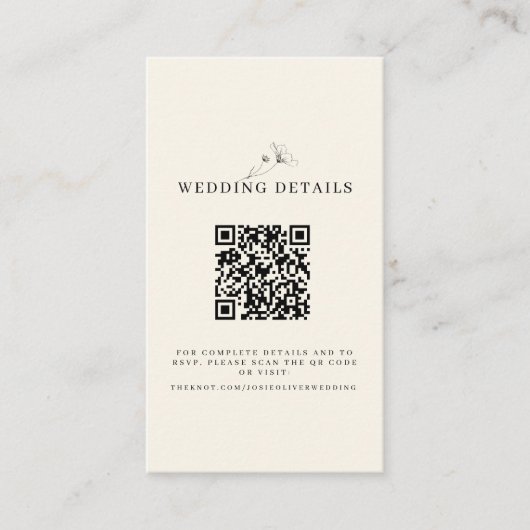 Carte D'accompagnement Site mariage QR Code Photo (Devant)