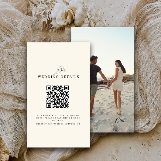 Carte D'accompagnement Site mariage QR Code Photo
