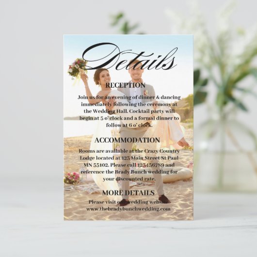 Carte D'accompagnement Site mariage QR Code Photo - Registre RSVP etc (Debout devant)