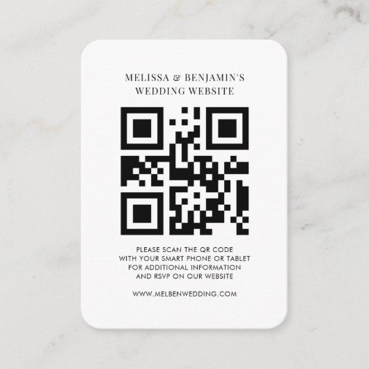 Carte D'accompagnement Site mariage QR Code Photo RSVP (Devant)