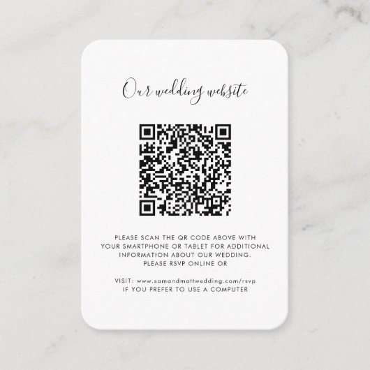 Carte D'accompagnement Site mariage QR Code Photo RSVP (Devant)