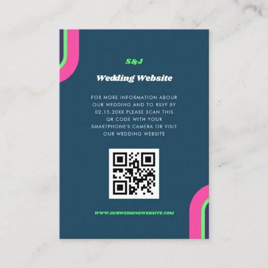 Carte D'accompagnement Site mariage QR Code RSVP Turquoise Retro Super (Devant)