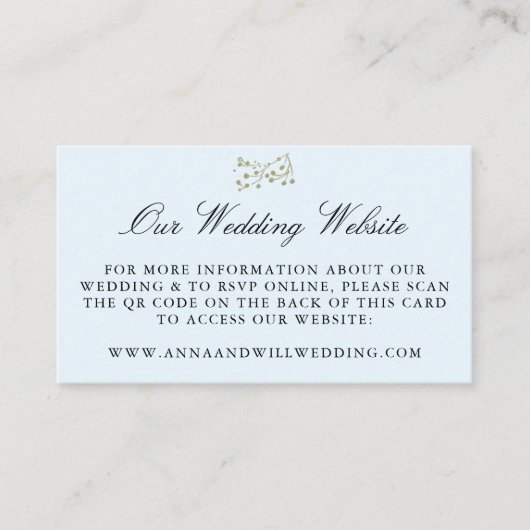 Carte D'accompagnement Site mariage QR Code Winter Ice Blue Mariage (Devant)