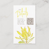 Carte D'accompagnement Site mariage QR mariage jaune leucadendron (Devant)