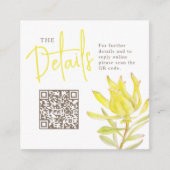 Carte D'accompagnement Site mariage QR mariage jaune leucadendron Enc (Devant)