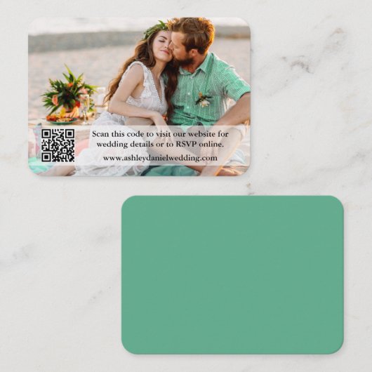 Carte D'accompagnement Site mariage QR Overlay Photo Neo Mint Green (Devant / Derrière)