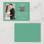 Carte D'accompagnement Site mariage QR Photo Neo Mint Green (Devant / Derrière)