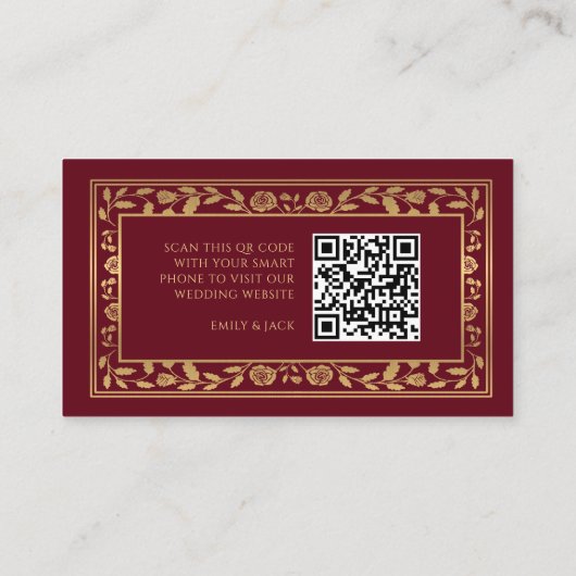 Carte D'accompagnement Site Mariage Red Royal Sword RSVP QR Code (Dos)