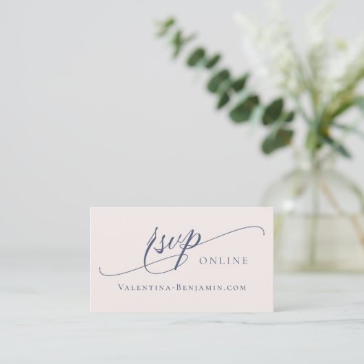 Carte D'accompagnement Site mariage RSVP en ligne QR code Dusty bleu (Debout devant)