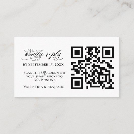 Carte D'accompagnement Site mariage RSVP online QR code Moderne simple (Dos)