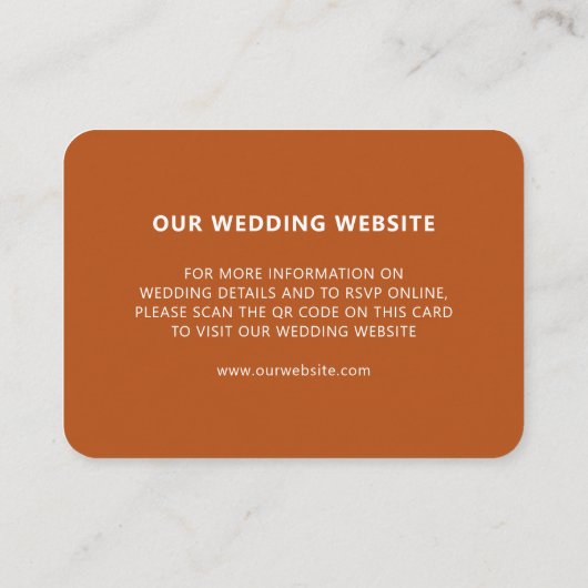 Carte D'accompagnement Site mariage RSVP Online QR Code Terracotta (Dos)